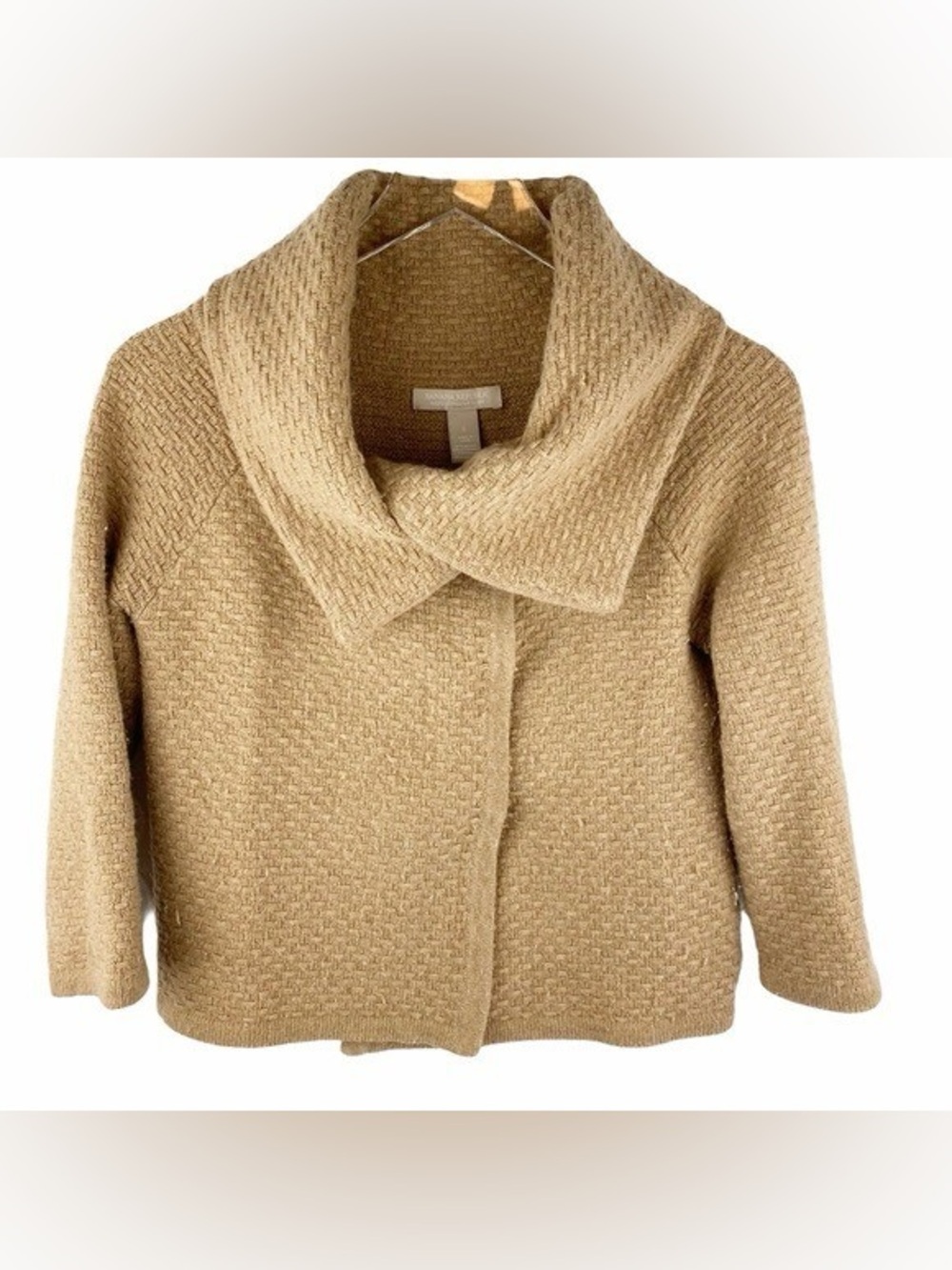 Banana Republic Cashmere Blend Cozy Camel Textured Knit sweater Jacket Medium - Picture 2 of 8